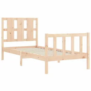 Berkfield Bed Frame with Headboard Small Single Solid Wood