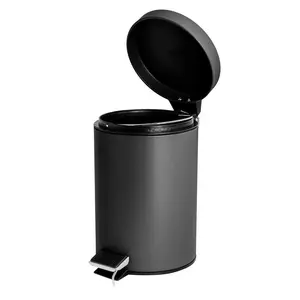 Harbour Housewares - Round Bathroom Pedal Bin - 3 Litre Black