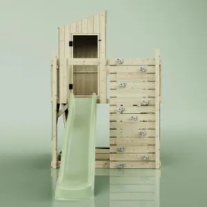 PolarPlay Kids Scandinavian Style Climbing Platform & Playhouse with Slide - Fiske Sage