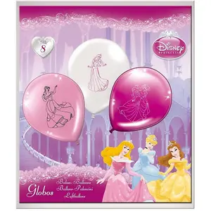 Disney Princess Latex Characters Balloons (Pack of 8) White/Pink (One Size)