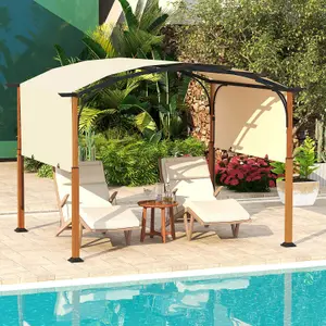 Costway 300 x 360cm Arched Patio Pergola w/ Retractable Canopy Outdoor Metal Gazebo