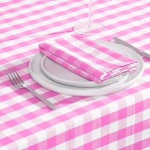 Homescapes Pink Block Check Cotton Gingham Tablecloth 137 x 228 cm