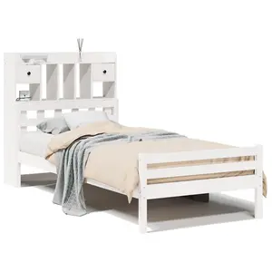 Berkfield Bookcase Bed without Mattress White 90x200cm Solid Wood Pine