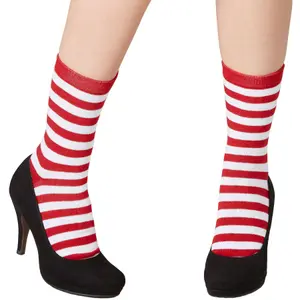 Striped Christmas socks white-red - red/white