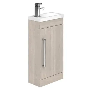 Novela 400mm Floorstanding Cloakroom Vanity Unit in Light Wood