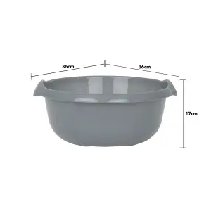 Wham 3 Piece Casa Multi-Functional Round Plastic Bowl Set Silver (28cm, 32cm & 36cm Bowls)