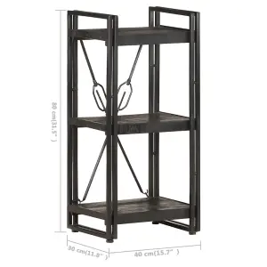 Berkfield 3-Tier Bookcase Black 40x30x80 cm Solid Mango Wood