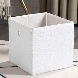 OHS Boucle Cube Folding Space Saving Storage Boxes, White - 8 Pack