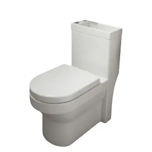 Nes Home 2 in 1 White Basin Close Coupled Toilet Combo Space Saver Cloakroom Unit Set