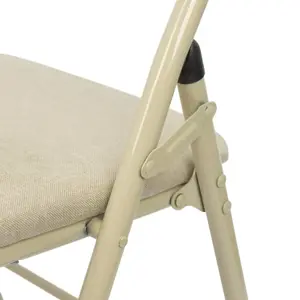 Fabric Padded Metal Folding Chairs - Beige - Pack of 6