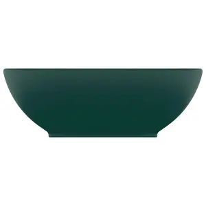 Berkfield Luxury Basin Oval-shaped Matt Dark Green 40x33 cm Ceramic