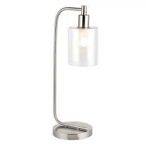 Torton Brushed Nickel with Clear Glass Shade Modern 1 Light Table Light