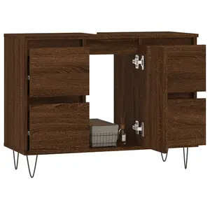 Berkfield Bathroom Cabinet Brown Oak 80x33x60 cm Engineered Wood