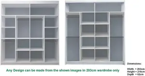 Stylish Bedroom Sliding Wardrobe - Storage Space & Sleek Design comes in Width 100cm/120cm/150cm/180cm/203cm/250cm (Black, 203cm)