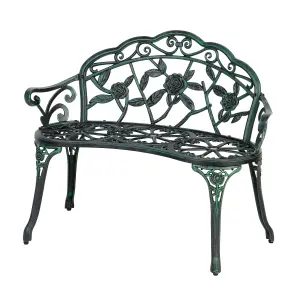 Home Source Rose Cast Iron Garden Bench Green