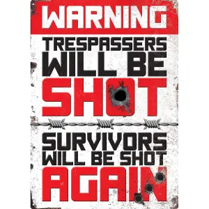 Grindstore Double Warning Tin Sign Red/Black (One Size)