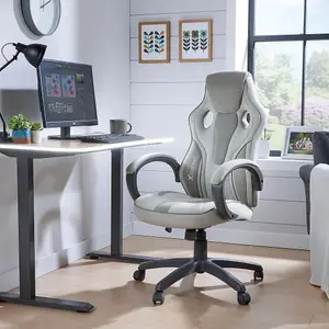 X-Rocker Maverick PC Office Gaming Chair, Ergonomic Computer Desk Chair, Mid Back Gaming Chair, Head Rest & Lumbar Support - GREY