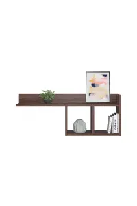 Dia Floating Wall Shelf Unit, Bookshelf, 90 x 18 x 35 cm Wall Mounted Decorative Shelves, Storage Display Unit, Walnut