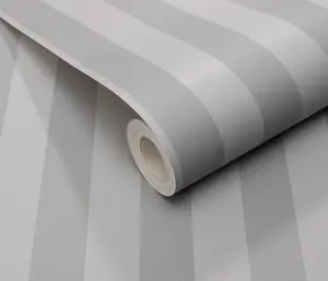 Uniformed Striped Smooth Grey Vinyl Wallpaper