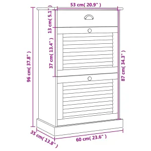 Berkfield Shoe Cabinet VIGO 60x35x96 cm White Solid Wood Pine