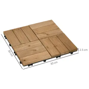 Outsunny 27 Pcs Wooden Interlocking Decking Tiles Brown