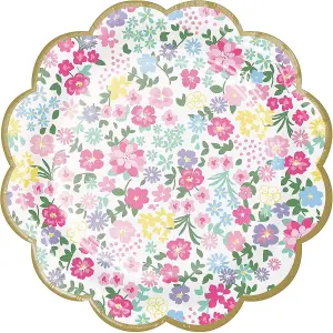 Creative Party Scalloped Tea Party Disposable Plates (Pack of 8) Multicoloured (One Size)