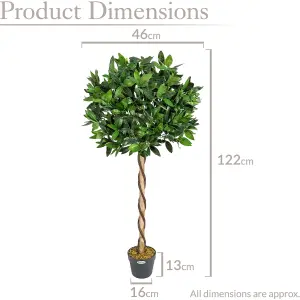 Artificial Bay Tree Large Potted Indoor Outdoor Topiary Decoration 4ft