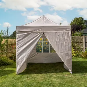 Pop Up 2.5x2.5 Gazebo With Sides Beige