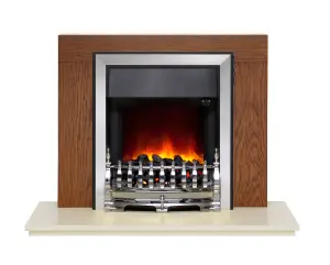 Pembury Warm Oak Fireplace with Inset Chrome Electric Fire