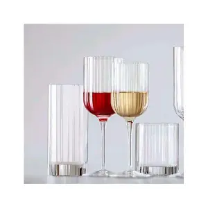 Luigi Bormioli Bach Clear Geometric Crystal Dishwasher Safe Red Wine Glasses Set Large Size Pack of 4