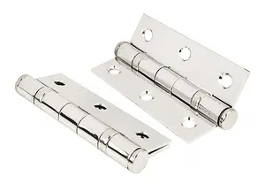 H10 3 inch (75mm) Ball Bearing Door Hinges, Polished Chrome, 2 Pairs - Handlestore