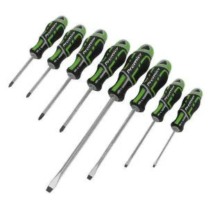 Sealey Screwdriver Set With Hanging Holes 8 Pieces GripMAX Hi-Vis Green AK4322HV