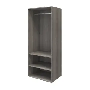 GoodHome Atomia Freestanding Matt grey oak effect Particle board Mirrored Wardrobe (H)1875mm (W)750mm (D)580mm