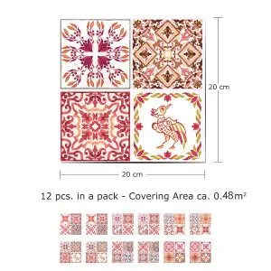 Walplus Moroccan Rose Red Mosaic Tile Stickers PVC