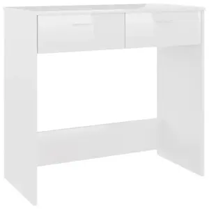 Berkfield Desk High Gloss White 80x40x75 cm Engineered Wood