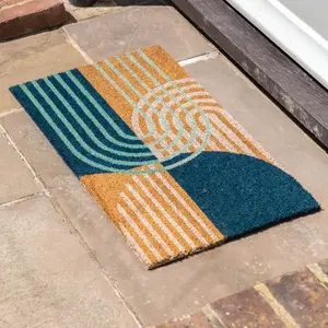 Navy Arch Coir Doormat 400X700mm