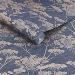 Boutique Sapphire Serene Seedhead Floral Wallpaper