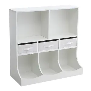 White 3 Tier Kids Toy Storage Boxes Open Style Child Toy Organizer Cabinet with 3 Drawer