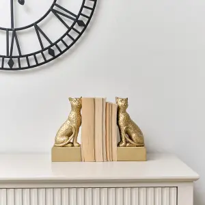 Melody Maison Gold Sitting Leopard Bookends - 20cm