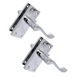 2 Pairs Victorian Scroll Latch 118MM Plate Chrome