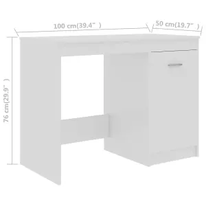 Berkfield Desk High Gloss White 100x50x76 cm Engineered Wood