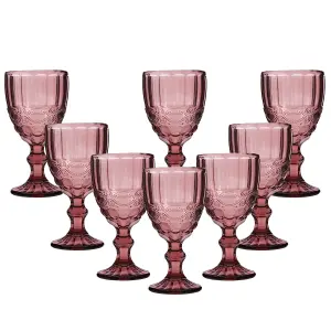 Set of 8 Vintage Luxury Rose Quartz Drinking Wine Glass Wine Goblets 350ml