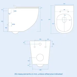 Nes Home Rimless Wall Hung Toilet Pan + Soft Close Toilet Seat