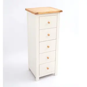 Maggiori 5 Drawer Narrow Chest of Drawers Wood Knob