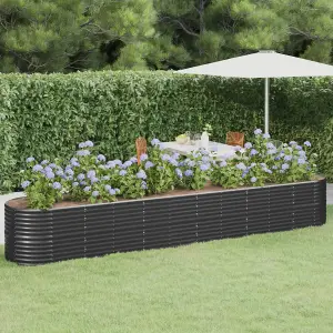 Berkfield Garden Planter Powder-coated Steel 440x80x68 cm Anthracite