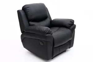 Madison Electric Recliner Bonded Leather Automatic Armchair Sofa Home Lounge Chair (Black)