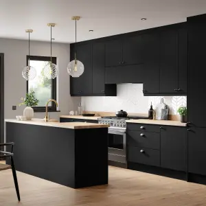 Premium Kitchens Ethos Matt black Modern Tall wall Cabinet door (W)300mm (H)895mm (T)18mm