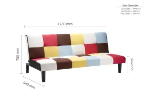 Multi Coloured Sofa Bed Birlea Rainbow 3 Seater Settee Fabric Scandinavian Retro