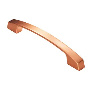 Curved Flat Faced Cupboard Pull Handle 160mm Fixing Centres Satin Copper