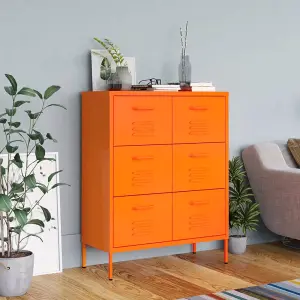 Berkfield Drawer Cabinet Orange 80x35x101.5 cm Steel